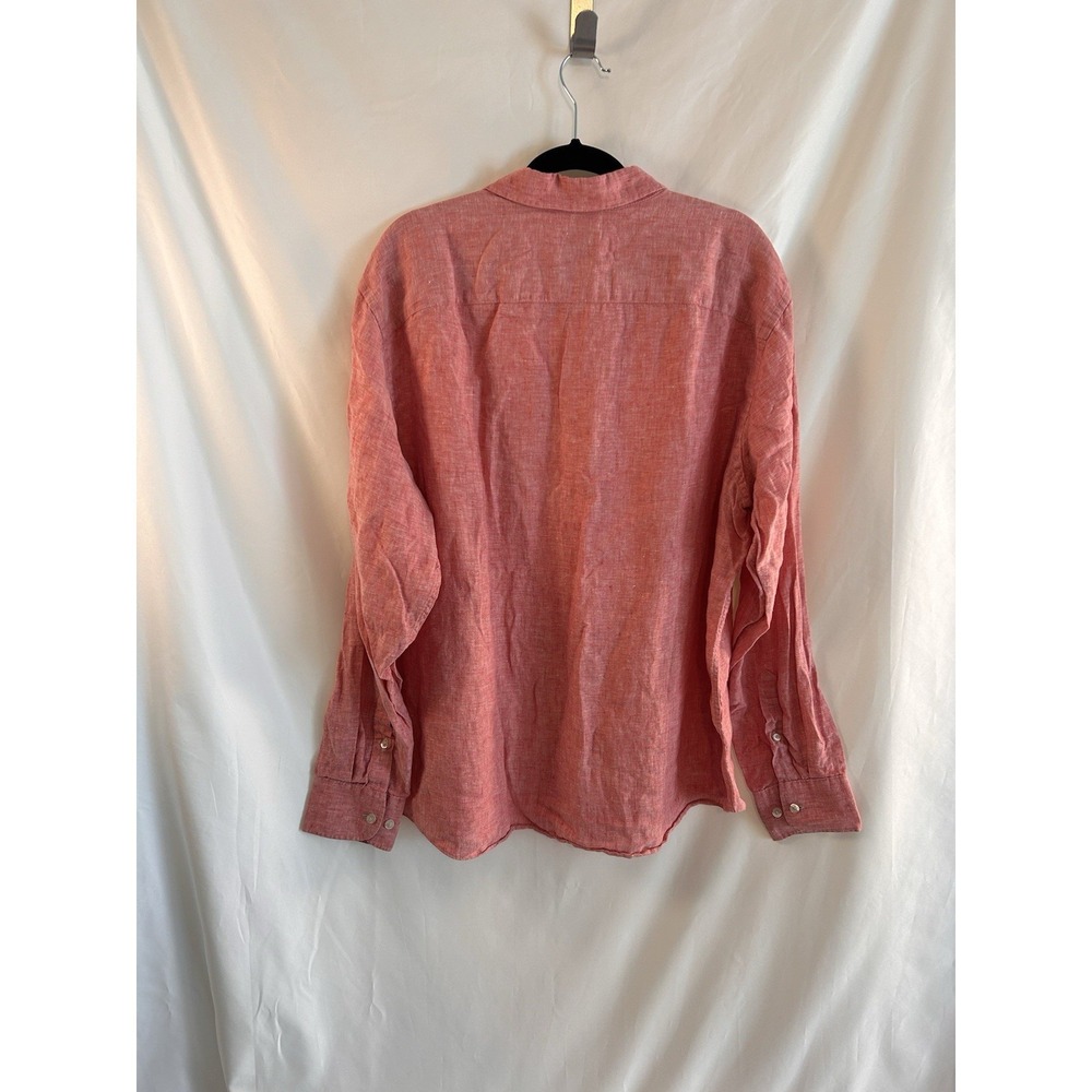 UNTUCKit Mens XXL 100% Linen Long Sleeve Button Down Shirt Red Casual Vacation - Picture 5 of 13